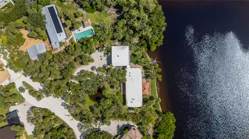 Overhead of House Yard and Lake