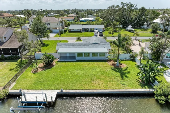 Aerial of canal and back of house