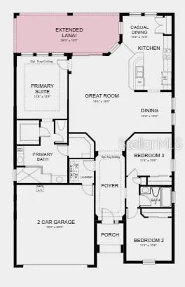 Additional highlights include: vaulted ceilings, tray ceiling in the primary bedroom, and a covered lanai.