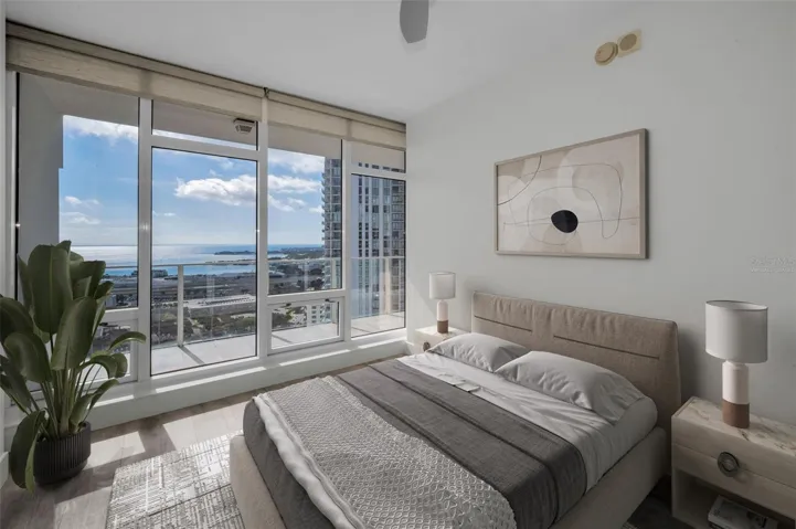 virtually staged primary bedroom