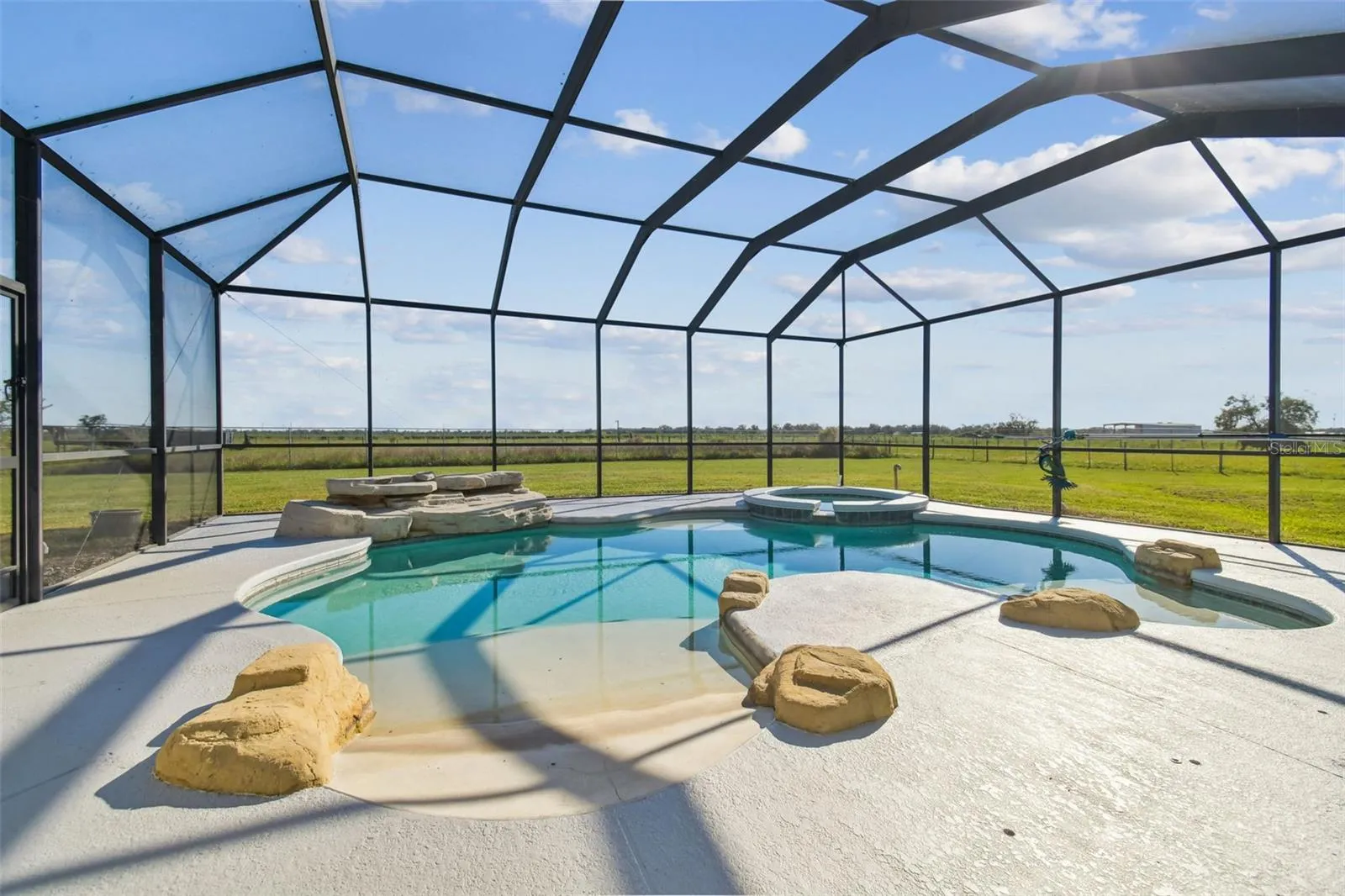 Heated pool with walk in entry