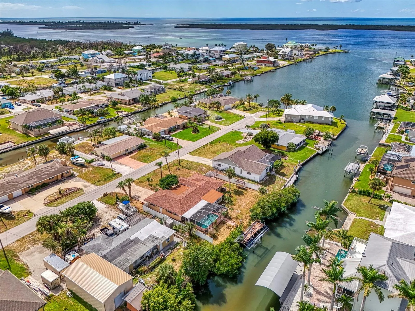 Aerial of canal to Intracoastal to Gulf.