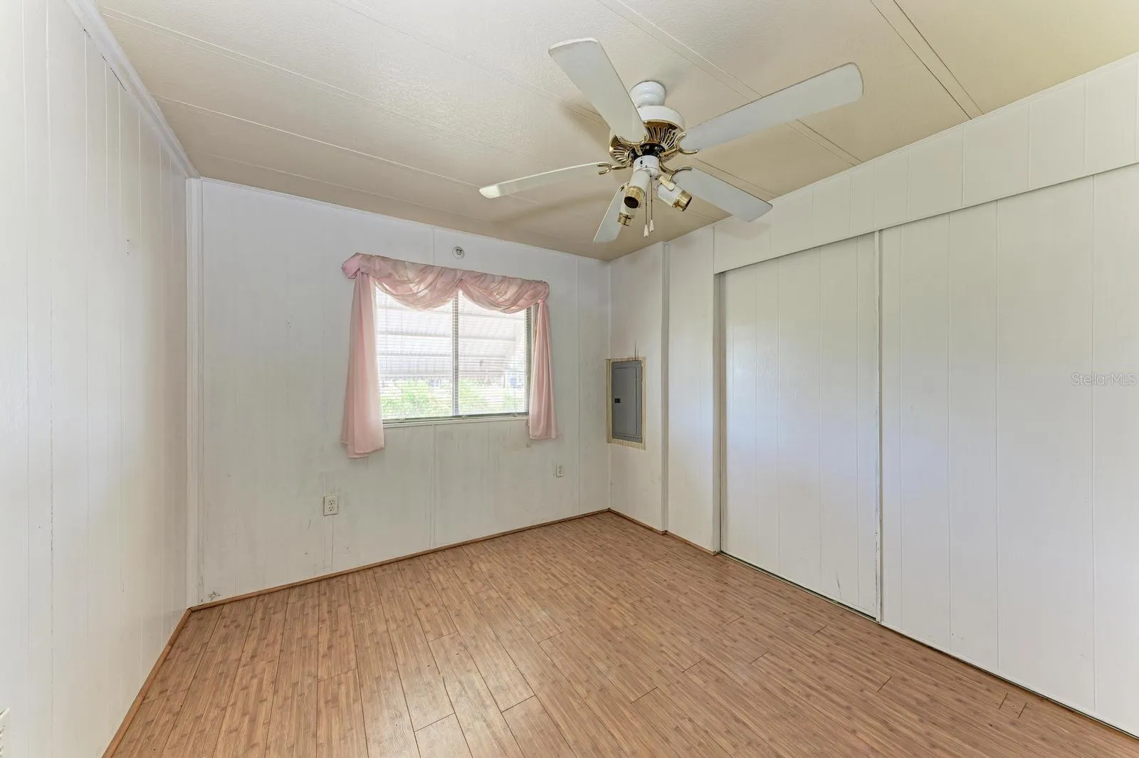 Guest bedroom ~ notice the new panel box by the window