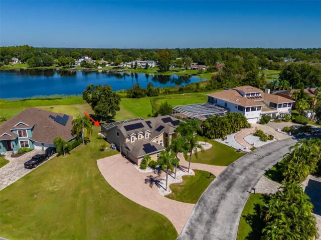 Front of Home Aerial, Driveway w/ tons of Pavers!