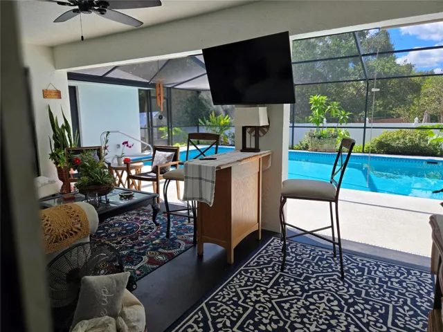 View of pool and TV