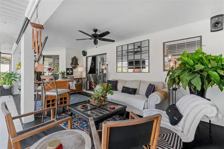 Outdoor living, The blinds make this area comfortable year round