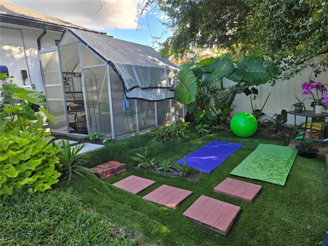 Greenhouse and outdoor exercise area