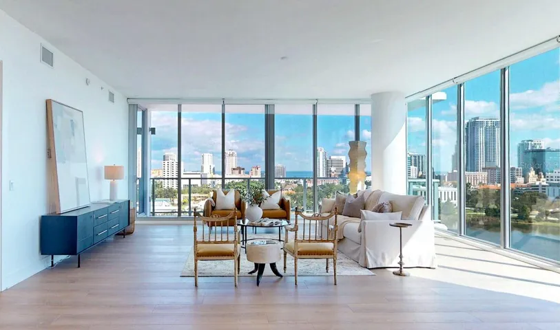 Stunning ceiling to wall impact windows with full views of Tampa Bay and downtown...