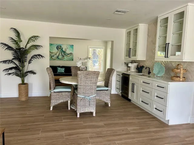 Wet bar complete with new wine beverage fridge