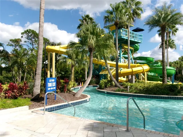 Water slides and lazy river for fun and floating