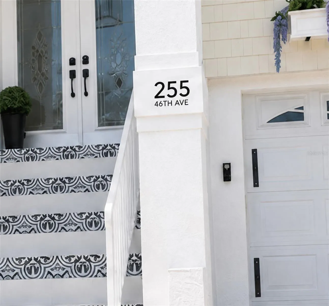 Updated front Entry for this waterfront, water view home steps to St Pete Beaches.