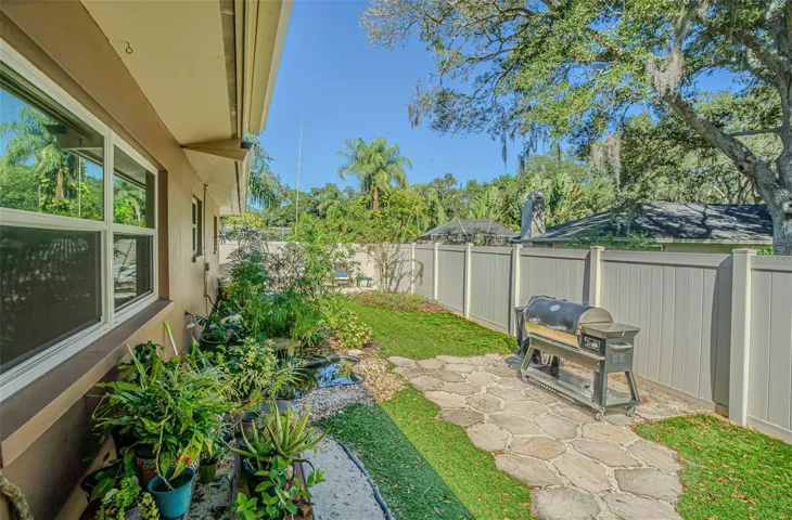 Backyard artificial turf.