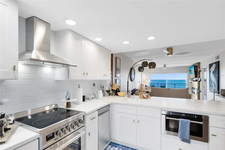 Kitchen overlooking living area