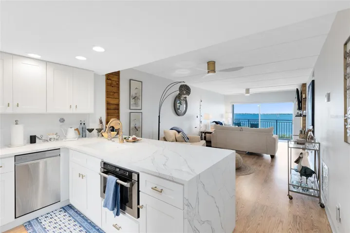 Kitchen overlooking living area
