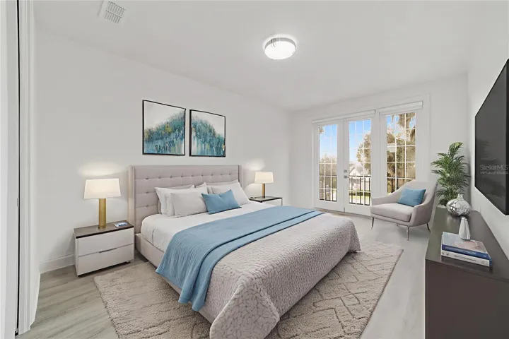 Virtually Staged - Upper Level Bedroom #4 with Private Balcony & Walk-In Closet