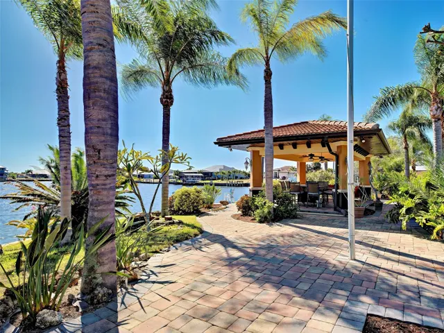 The gazebo is the perfect place to entertain and enjoy the water views.