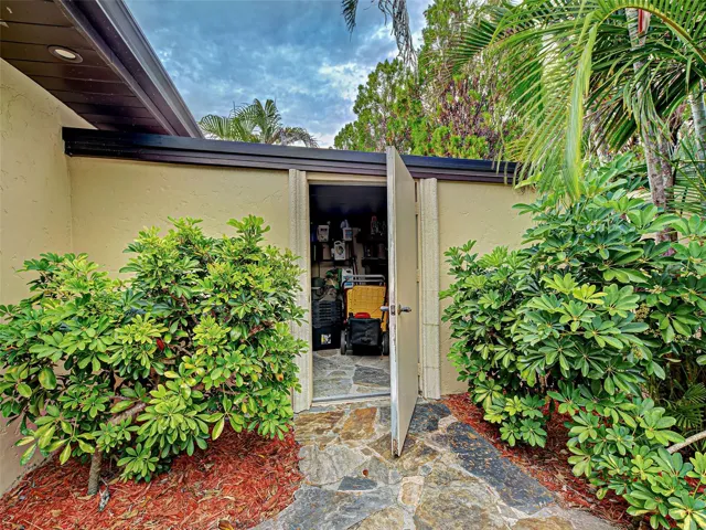 There is an attached shed for storage.