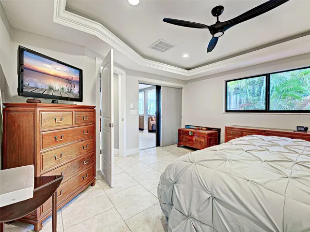 You can access the lanai from the primary bedroom.