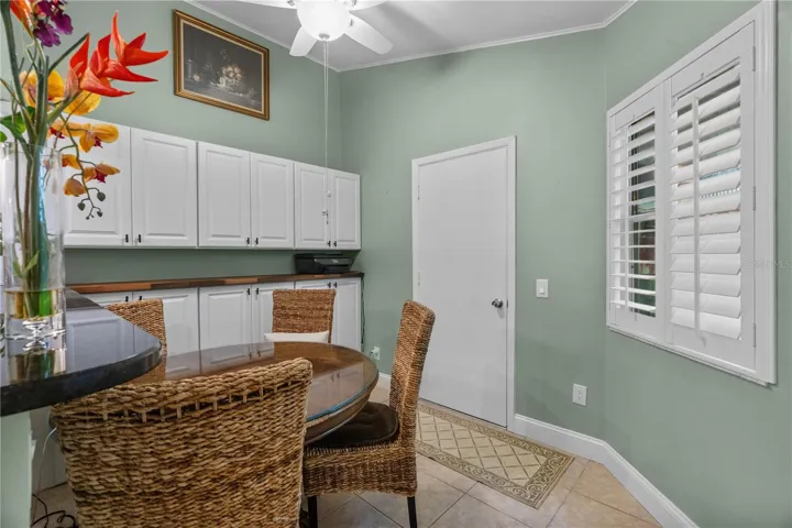 Breakfast room with Added Cabinets and Plantation Shutters