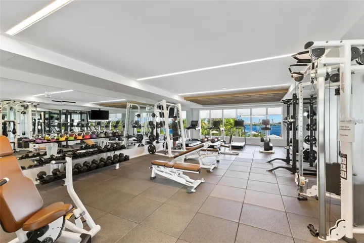 Fitness Center with water views