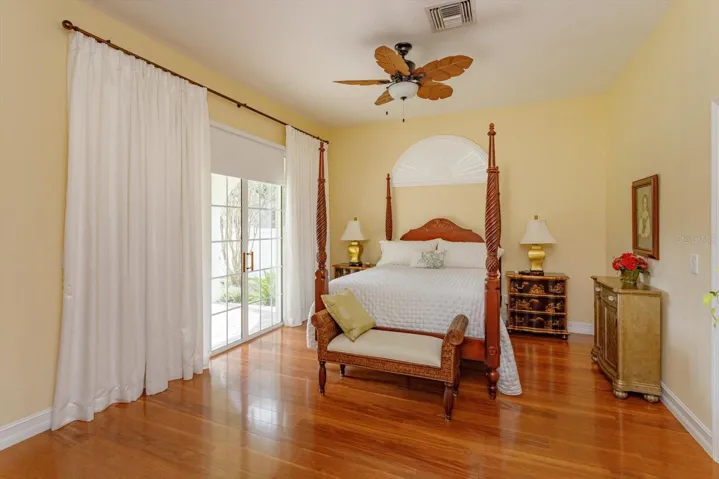 Primary bedroom has composite flooring that is waterproof.