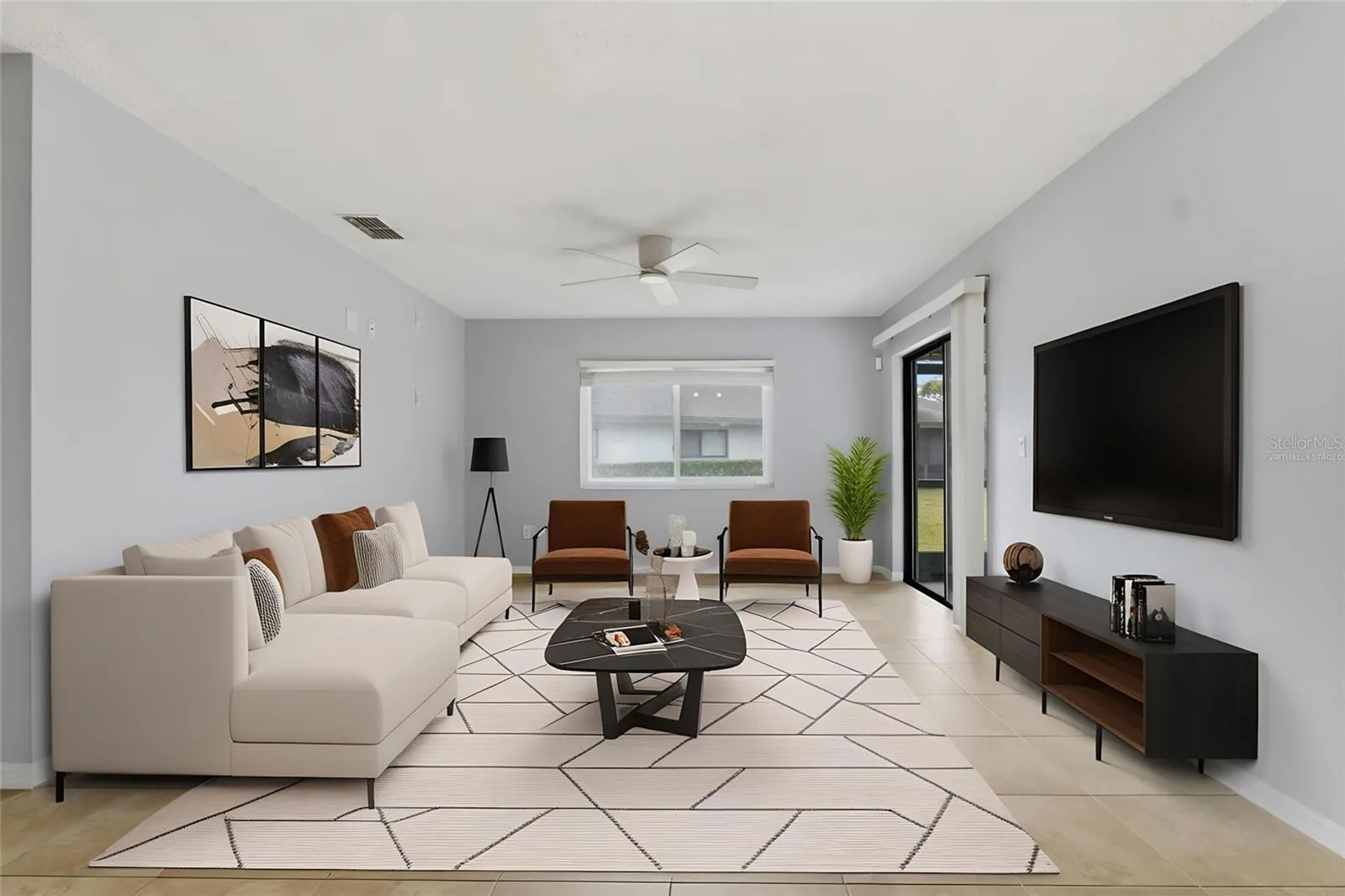 Living room virtually staged