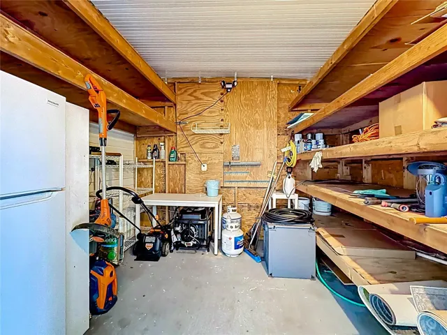 Storage shed with extra fridg