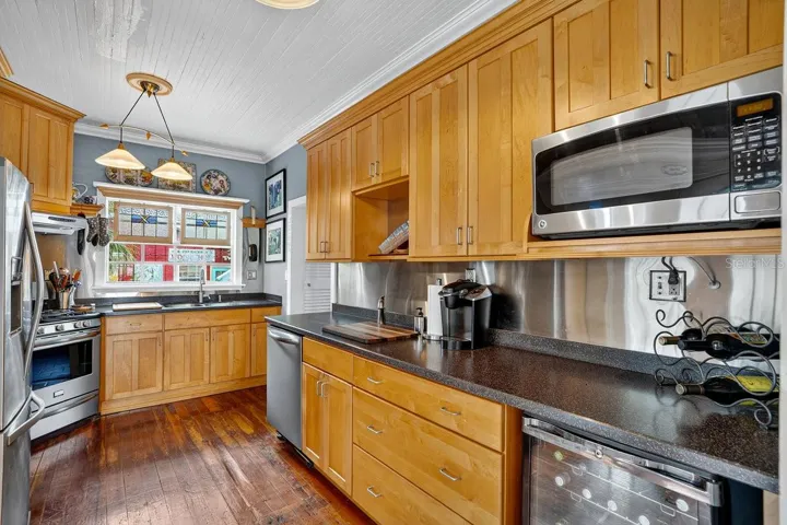 Wood cabinetry in kitchen