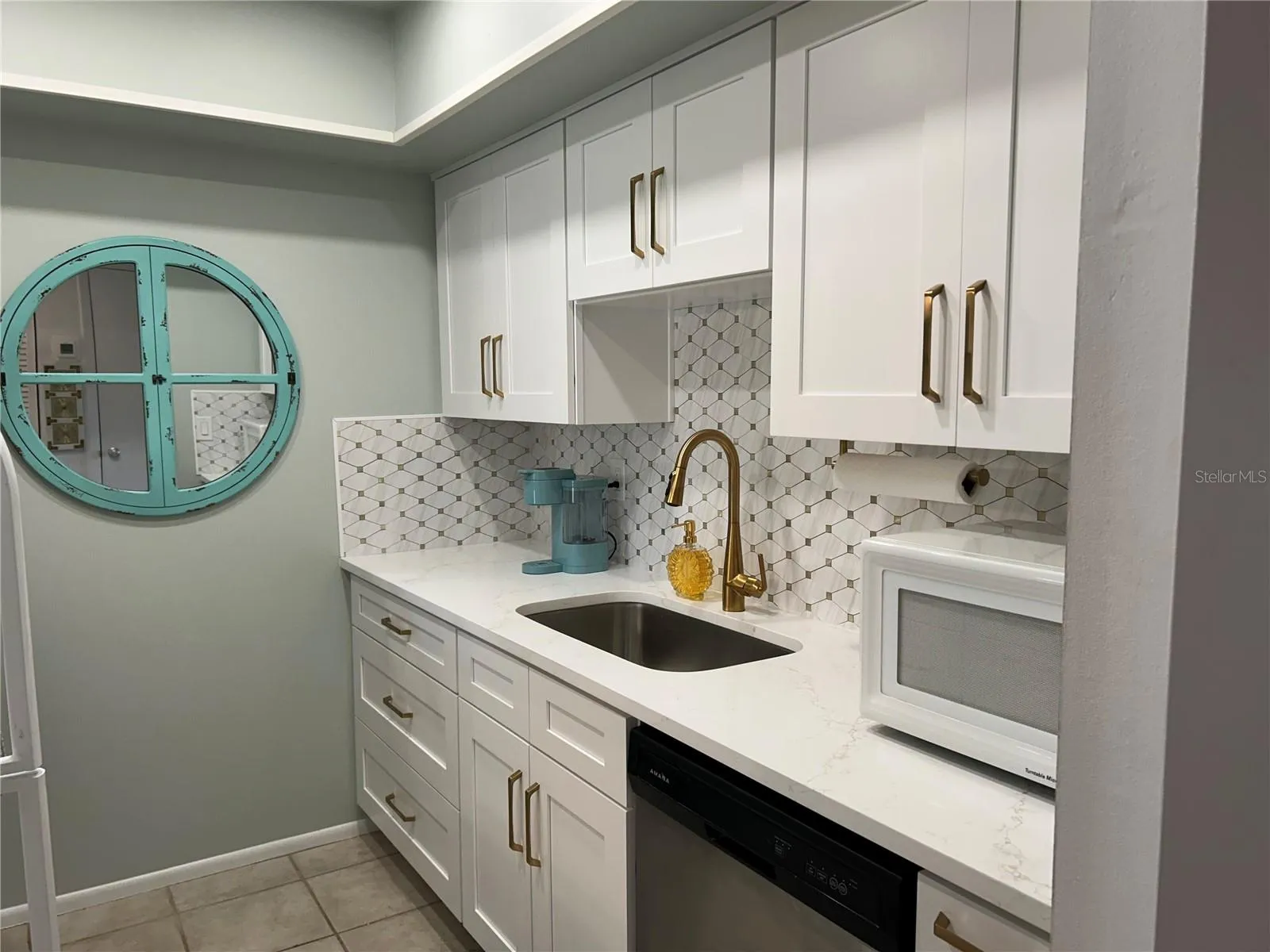 Renovated designer kitchen.