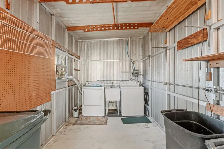 Shed with washer and dryer