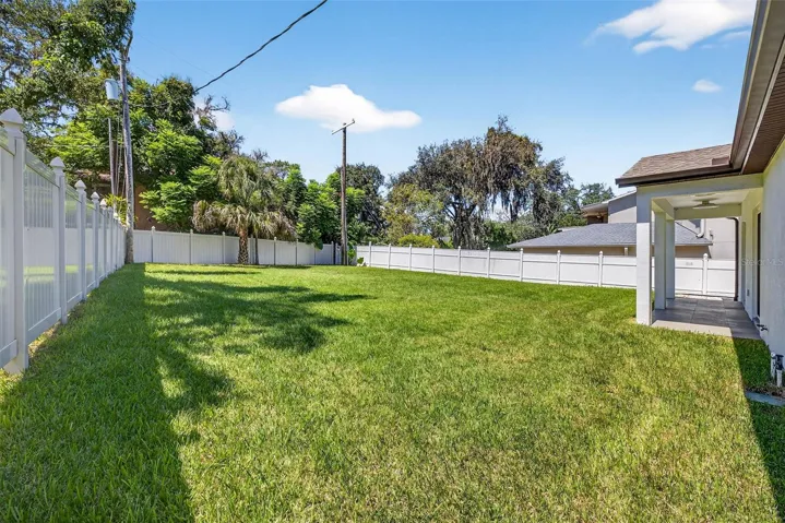Large fenced in backyard
