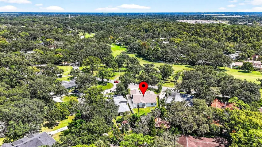 Aerial view of home & neighborhood