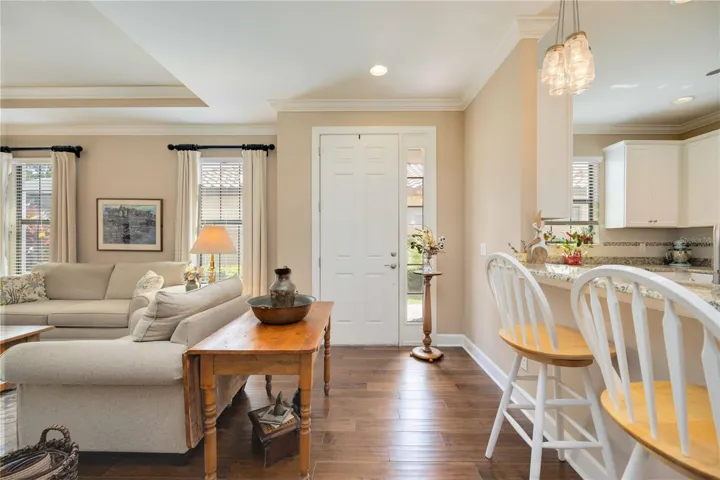Convenient side entry allows for a desirable open floor plan.