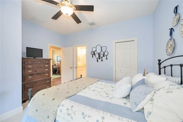 The second bedroom also has a closet and convenient access to the full bathroom.