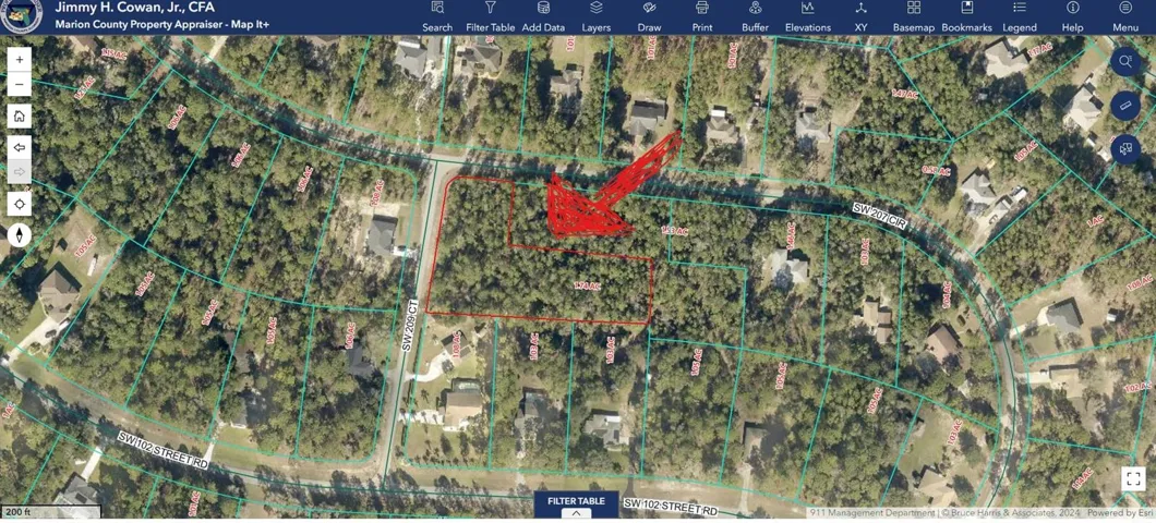 CLOSEUP OF LOT W/COUNTY MARKED LOT OUTLINE