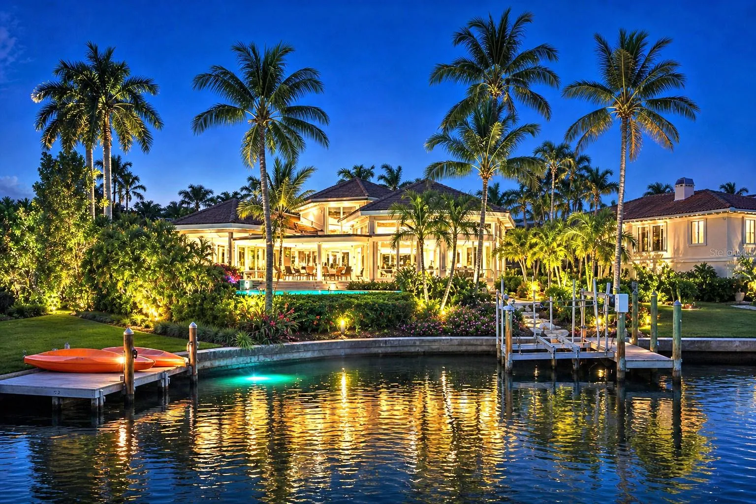 Back of home at Night from Canal
