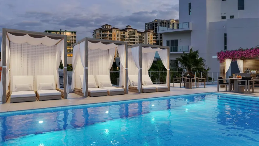 Pool at dusk