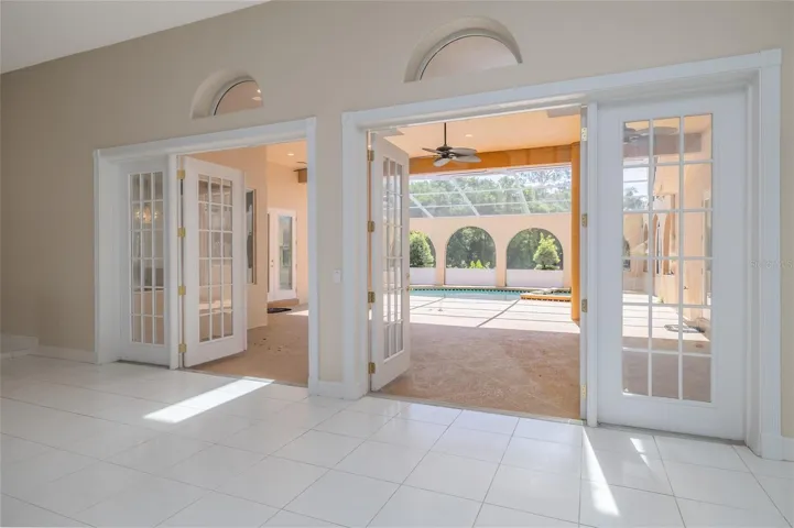 French leading into outside Lanai for indoor-outdoor entertaining