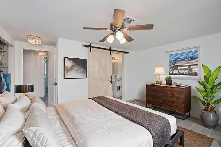 virtually staged primary bedroom