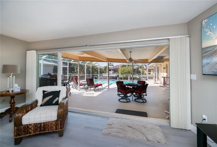 Sliding Doors Open from Living Room for Seasonal Experience