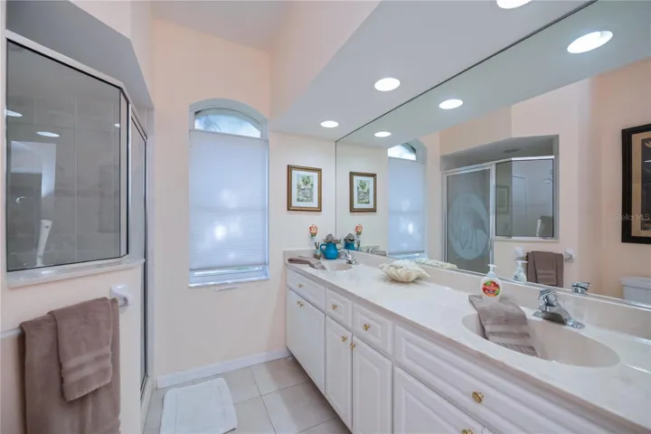 Guest Bathroom 3 with Glass Door Walk in Shower Plus Two Sinks