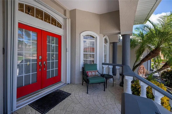 Front Lanai with High Ceilings and Columns