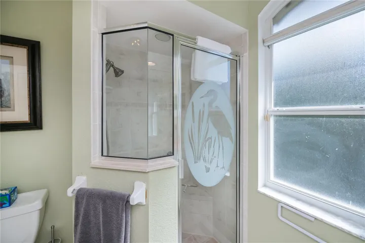 On Suite Bathroom 2 with Glass Door Walk in Shower Plus Two Sinks