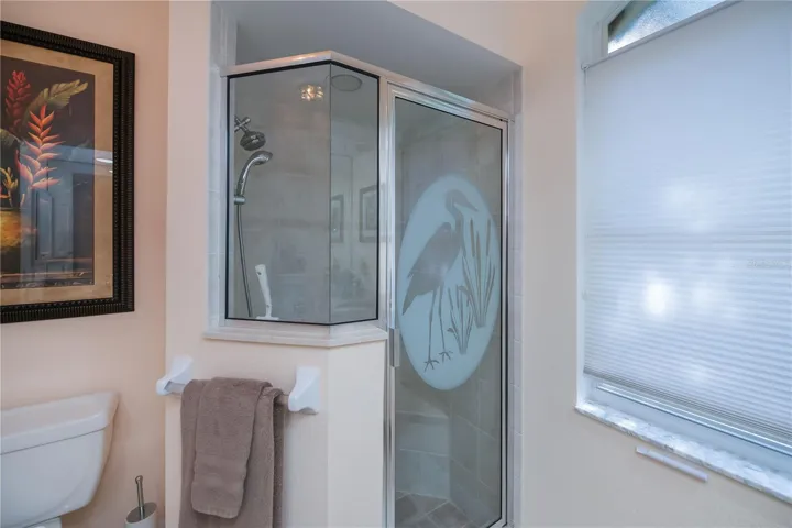 Guest Bathroom 3 with Glass Door Walk in Shower Plus Two Sinks