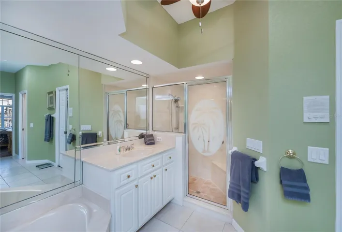 Primary on Suite Bathroom with Two Vanity, Soaking Tub and Walk in Shower