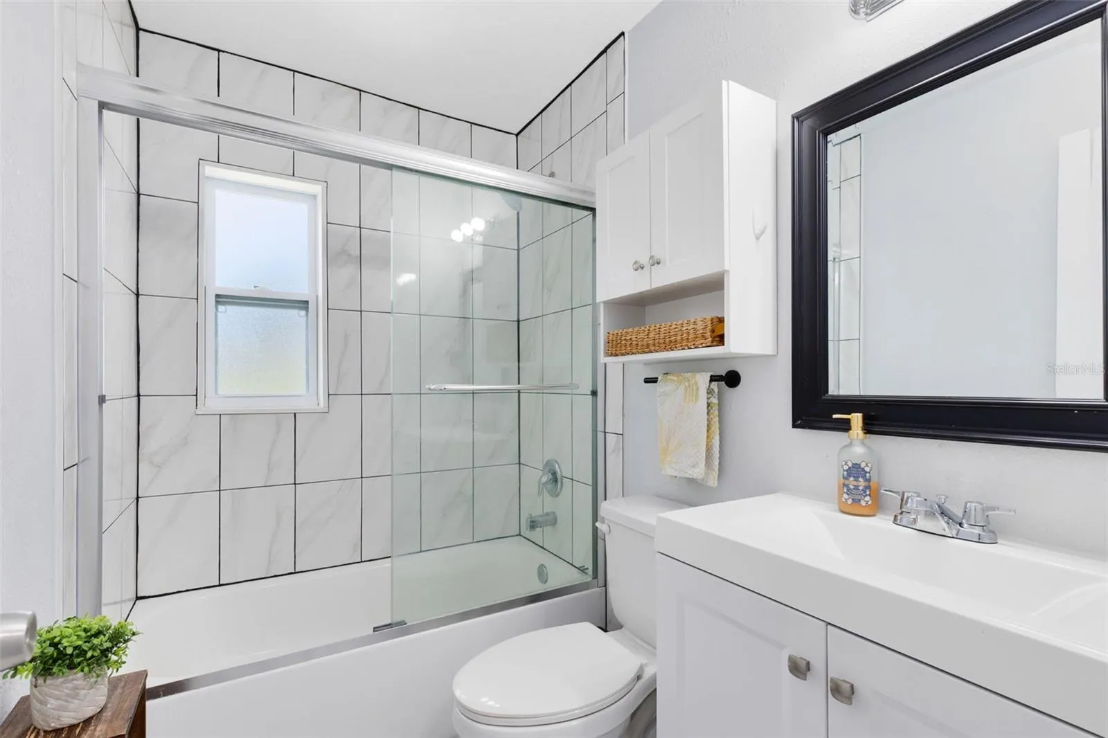 Fully renovated bathroom.