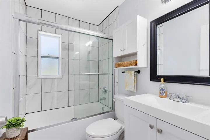 Fully renovated bathroom.