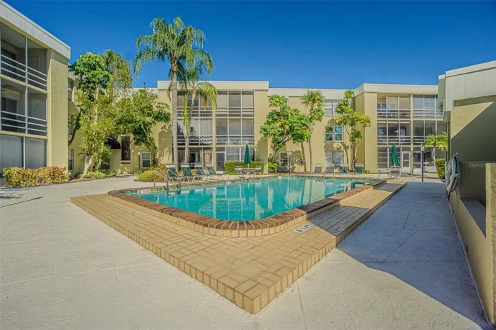 Gated/keyed community pool area.
