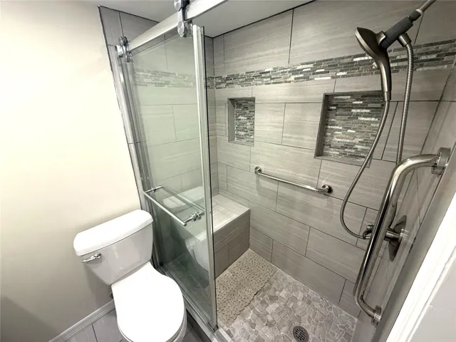 Glass block, wonderful shelves, intricate flooring tile