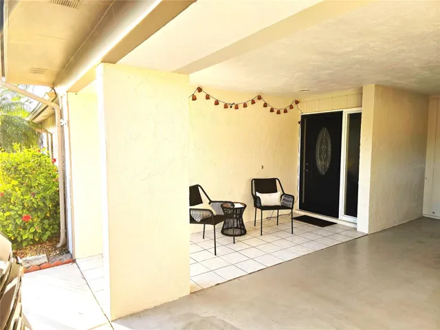 Patio area at the entrance to the unit